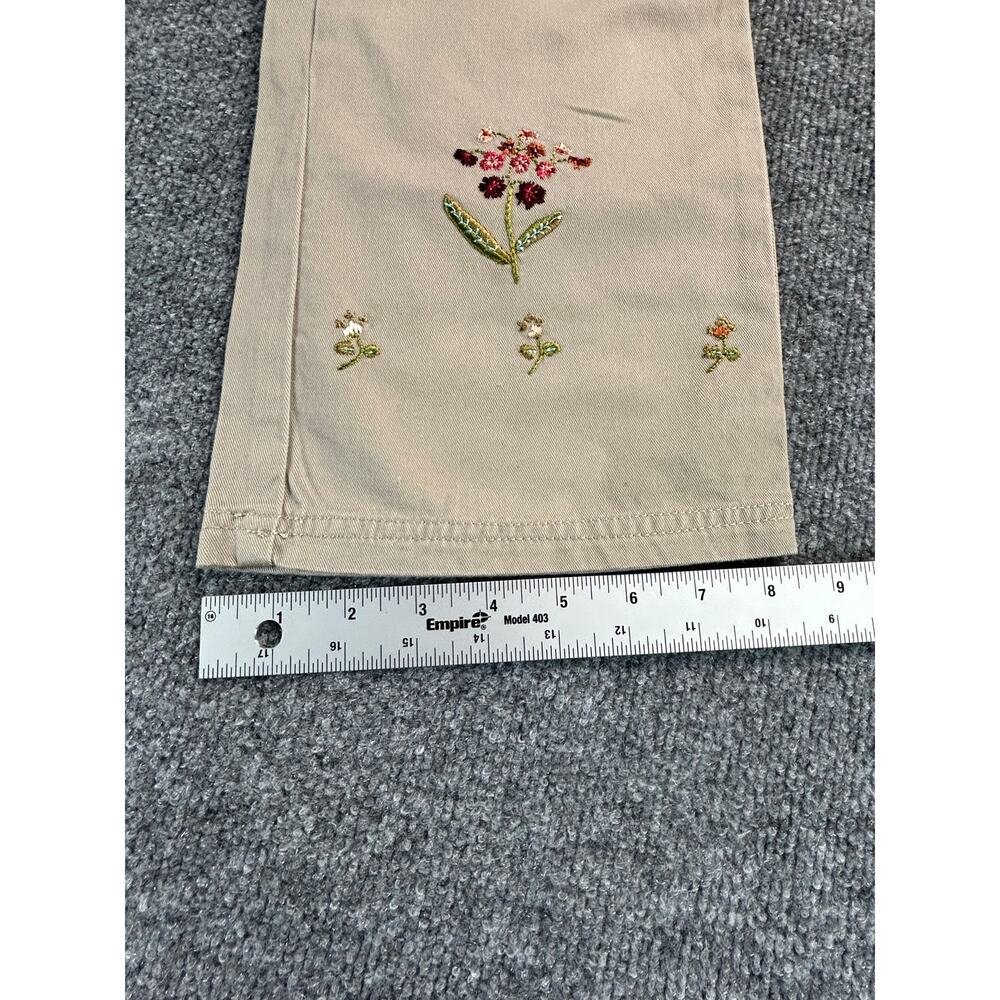 RVT Fit&Flare Girls 7/8 & 9/10 Khaki Embroidered Floral Pants Cotton Bootcut NWT - Picture 12 of 12